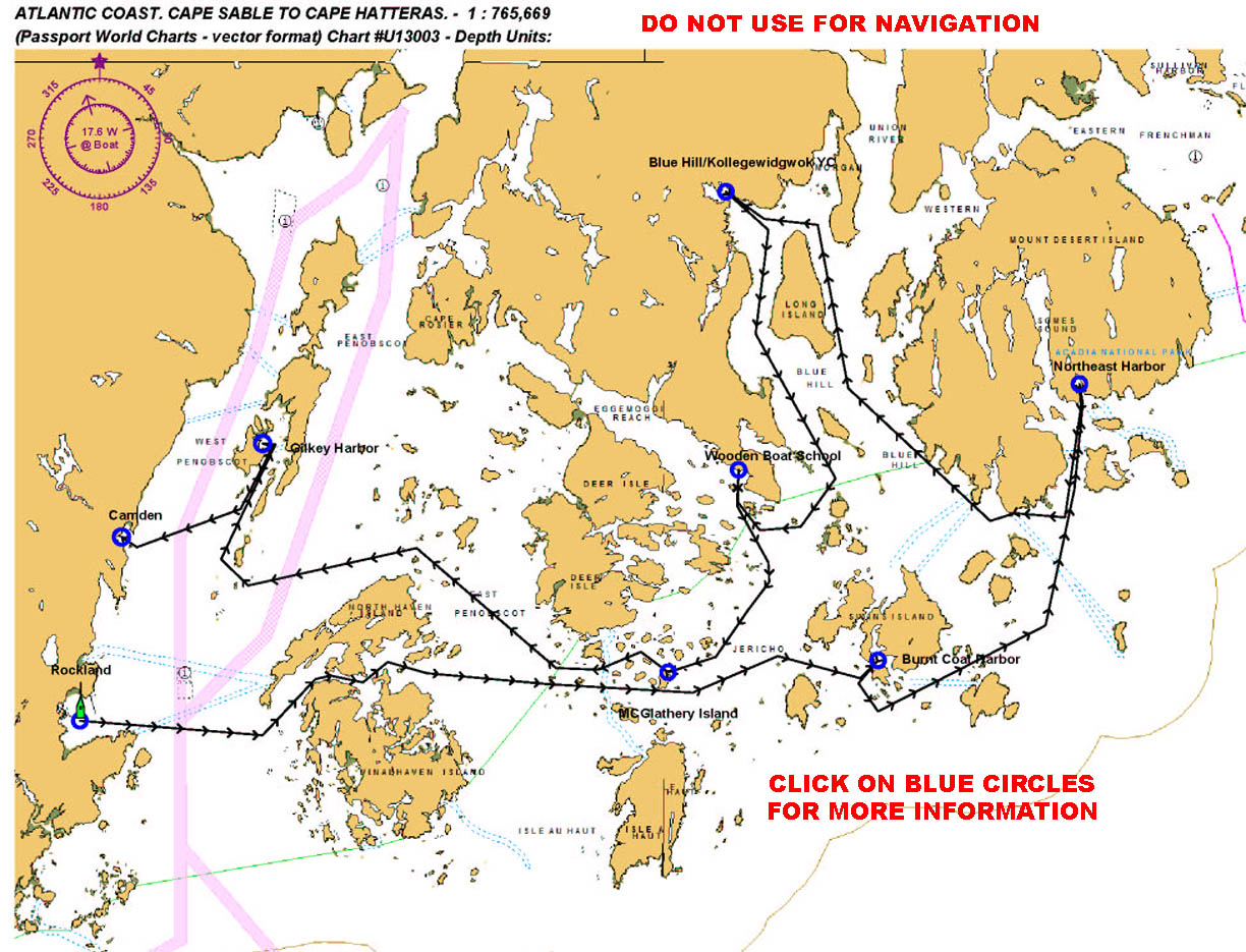 chartlet of Penobscot Bay Maine for cruise